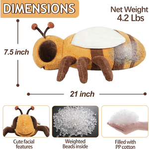หมอนอิงรูปผึ้งการ์ตูนเหมือนจริง ตาโต หกขา ปีกสีขาว ตกแต่งห้องนั่งเล่นในรถยนต์ นุ่มมาก น้ำหนักพอเหมาะ - Product Image 2