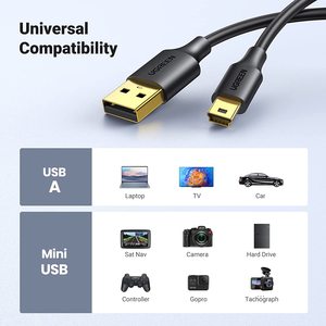 Ugreen US132 <span class=keywords><strong>USB</strong></span> 2.0 Dữ Liệu Sạc Cáp Thân Thiện Với Môi Mini B Dây Mini Cáp <span class=keywords><strong>USB</strong></span> Cho GoPro Anh Hùng 3 + PS3 Điều Khiển Máy Ảnh Kỹ Thuật Số - Product Image 2