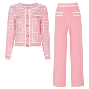 Conjunto Casual de Dos Piezas IMEISI, Elegante, a Cuadros, con Cuentas, Tejido de Viscosa, Liso, Transpirable y Ecológico - Product Image 1