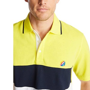 Polo pour homme à blocs de couleur, manches courtes, tricoté, décontracté, avec bordure contrastante, logo sur le devant, design uni - Product Image 3