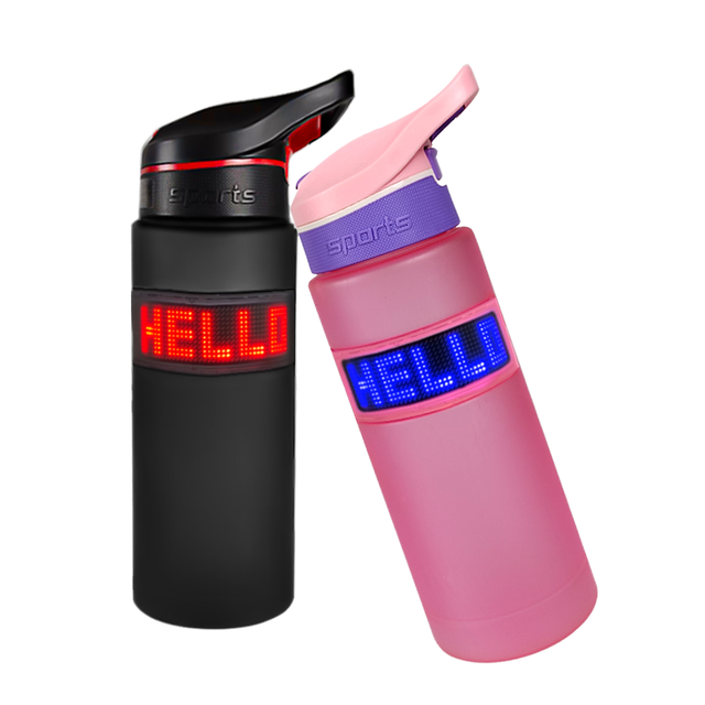 Bluetooth Electronic Stainless Steel Smart Scrolling Message LED Display Sport Design 800mL Water Bottle with APP Control