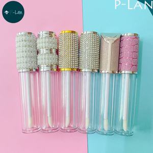 P-Lan Brand Stok 10 Buah Tabung Lip Gloss Custom Perak Rose Gold 6ml Bling Glitter <span class=keywords><strong>Pink</strong></span> Rainbow Diamond Lip Gloss <span class=keywords><strong>Tube</strong></span> - Product Image 3