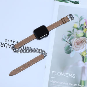 Pour <span class=keywords><strong>bracelet</strong></span> de <span class=keywords><strong>montre</strong></span> apple femmes 49mm 46mm 38mm acier inoxydable mélange cuir de vache Double Tour luxe 20mm <span class=keywords><strong>hublot</strong></span> omega <span class=keywords><strong>bracelet</strong></span> de <span class=keywords><strong>montre</strong></span> - Product Image 3