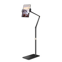 Bras réglable en alliage d'aluminium à 360 rotations Support universel pour tablette et téléphone Support de sol paresseux pour PC et support en métal mobile