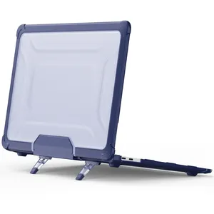 Macbook Air13 A2337 M1 A2179 A1932用の頑丈で頑丈な2つ折りキックスタンド保護フリップラップトップケース