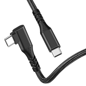 Cable de datos tipo C a tipo C, 1m, conector de ángulo de 90 grados trenzado de nailon, carga y transferencia de datos de alta velocidad - Product Image 5