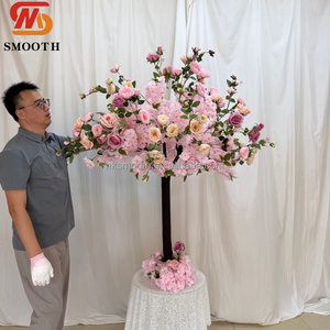 Arbre à fleurs de cerisier rose élégant de 1,2 m avec feuilles vertes pour la décoration de l'allée d'entrée de mariage - Product Image 4
