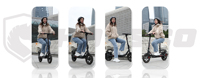 Scooter Eléctrico Plegable de 12 Pulgadas con Asiento Delantero y Trasero, Canasta de Carga para Desplazamientos y Compras