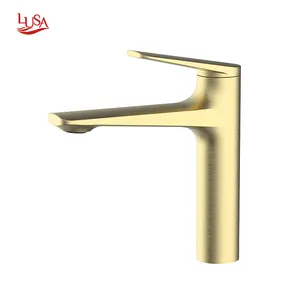Lusa cao vàng brass lưu vực tap Mono lưu vực Mixer tap đòn bẩy duy nhất cao truy cập phòng tắm bồn rửa vòi