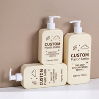 Flacon de shampoing personnalisé avec logo, 250 ml, 350 ml, 500 ml, blanc beige, emballage de shampoing en plastique carré plat de haute qualité