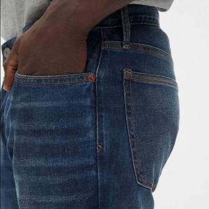 Jeans de Moda Otoñales Casuales de Pierna Recta y Corte Holgado para Hombre, Pantalones de Mezclilla Azul Oscuro con Cinco Bolsillos - Product Image 4