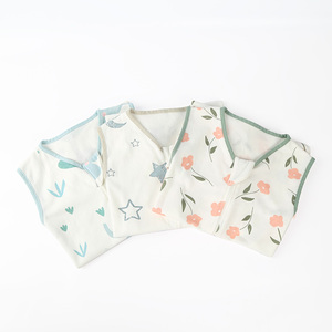 Sacco per dormire per bambini coperta da indossare sacchi a pelo per bambini all'ingrosso 0.5 Tog 100% cotone stampato senza maniche con cerniera per neonati - Product Image 3