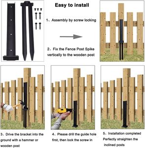 Fixer Anchor Ground Spike Fence Post Repair Stakes para reparación/Refuerzo Inclinado/Poste de valla de madera <span class=keywords><strong>rota</strong></span> - Product Image 3