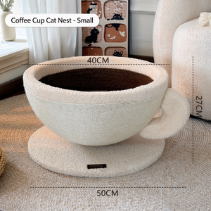 Lit pour chat semi-fermé avec griffoir intégré, panier de repos rond pour chats d'intérieur - Product Image 3