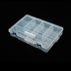 Transparent Plastic Double Lock 10 Compartment Storage Box Rectangle Blue Covered Office Organizer Desktop Drawer Organizer - Product Image 3