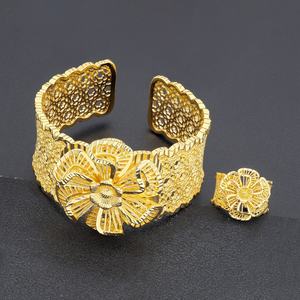โรงงาน Jxx ผลิตชุดเครื่องประดับชุบทอง 24K คุณภาพสูง ดีไซน์ดอกไม้สำหรับผู้หญิง เหมาะสำหรับงานแต่งงาน ของขวัญ สไตล์ดูไบ ผู้หญิงอินเดีย - Product Image 2