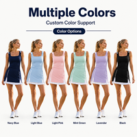 Ensemble de golf pour femme, haut sans manches à col carré bleu marine personnalisé et jupe-short plissée superposée, tenue à séchage rapide, OEM ODM, marque privée, approvisionnement en gros