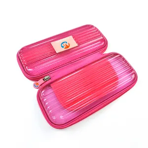 Hot Sale Girls Pink Pencil Case Benutzer definiertes Logo mit ABS Clear Hard Plastic School Pencil Case mit Reiß verschluss