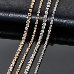 Collier tennis en zircone avec chaîne maille forçat 2mm/3mm, ras-de-cou sexy en acier inoxydable plaqué or 18K, bijoux de mariage pour femme - Product Image 1