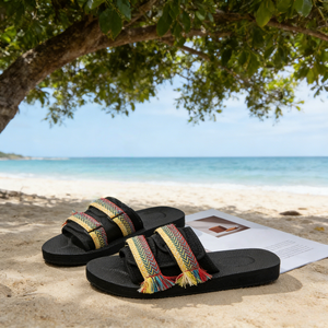 Sandales et pantoufles en tissu jacquard de luxe, pantoufles d'été classiques très vendues, haute qualité, vente en gros et personnalisation disponibles - Product Image 2