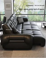 Canapé modulable électrique en cuir pleine fleur Power Motion Cloud, style luxe français, pour projets hôteliers et villas, mobilier commercial