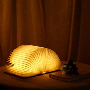 Pocket Creative Kids Light Up Wooden Magnetic Book Shape Foldable Night Lamp Mini Usb Rechargeable Reading Led Book Lights