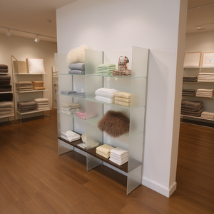 Modular Showcase Glazed Glass <b>Wall</b> <b>Display</b> Rack 203x40x H 220 Glossy White - Product Image 3