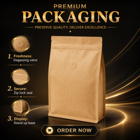 Sachet de café en papier kraft refermable avec valve de dégazage