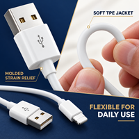 Câble de charge et de données USB-A vers 8 broches 3A en TPE souple 1M 1.5M 2M – En stock – Fournisseur en gros