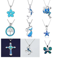 SC vente en gros océan bijoux collier mignon tortue dauphin étoile de mer collier opale pierre pendentif collier pour femmes hommes