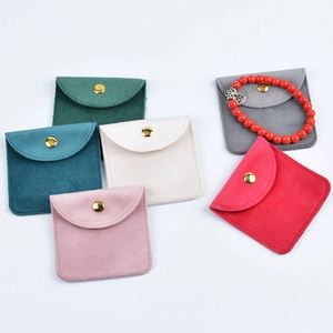 Bolsa de Terciopelo Suave con Botón, 8x8cm, Hebilla Metálica, Bolsillo Reutilizable, Bolsa para Botones con Logotipo Personalizado para Joyería, Pulseras y Accesorios - Product Image 1