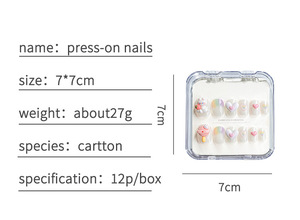 เล็บปลอมเด็ก Qiany 12 ชิ้น ลายการ์ตูน 3 มิติ ตกแต่งรูปกระต่าย หมี ดอกไม้ โบว์ ลูกกวาด สำหรับเด็กผู้หญิง อายุ 5-12 ปี ขายส่ง - Product Image 6