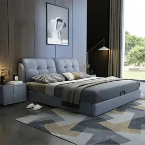 Мебель для дома и кровать, набор из фанерной рамы, дизайн, в общежитии, из искусственной кожи, двуспальные кровати с отделением для хранения