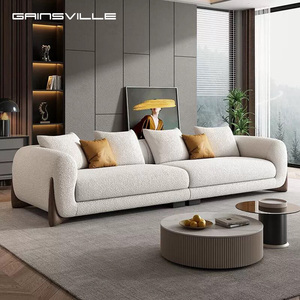 Juego de Sofás Modernos Italianos para Sala de Estar, Elegante Sofá Seccional de Lana de Cordero Suave y Cómodo para Villa o Apartamento - Product Image 1