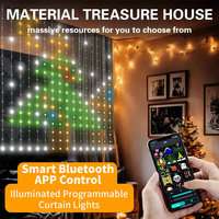 Tiras de Luces LED Inteligentes RGB Pixel Curtain, 1*1m, Programables, Luces Decorativas, Control por Voz/Aplicación/Control Remoto, IP44, DC5V, USB, Plástico