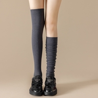 WUYANG FACTORY vente en gros plaine noir blanc école longues uniformes chaussettes femmes coton sur le genou chaussettes cuisse haute Stock