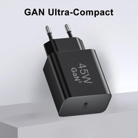 Chargeur mural USB-C GaN3 45W Prise UE PD3.0 PPS Charge rapide pour iPhone 17 Samsung S26 MacBook Air Mini Adaptateur de voyage CE RoHS