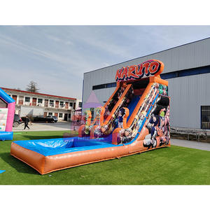 สไลเดอร์น้ำเป่าลมพีวีซีเชิงพาณิชย์ อุปกรณ์สวนน้ำ สนามเด็กเล่นอนิเมะ สไลเดอร์น้ำเป่าลมพร้อมสระ - Product Image 1