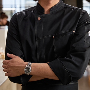 Vestes de chef pour hommes Tesimei haut de gamme quatre saisons, polyester/coton, manches longues, vêtements de travail pour les restaurants et hôtels occidentaux - Product Image 3