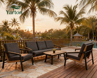 Canapé modulaire en teck massif de luxe, design personnalisé, durable, résistant aux intempéries et aux UV, pour jardin, restaurant, hôtel, villa