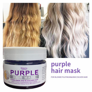 Masque capillaire bio violet anti-jaunissement et anti-rougeurs, correcteur de couleur nourrissant pour cheveux blonds, marque privée - Product Image 1