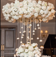 Support à fleurs en métal doré 120/100 cm, décoration de mariage, centre de table, présentoir à fleurs, piédestal, vase à fleurs de table