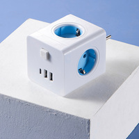 Adaptador de Enchufe Múltiple con 3 Tomas de Corriente y 3 Puertos USB, Interruptor Individual, Enchufe Europeo, para Hogar, Oficina y Viajes