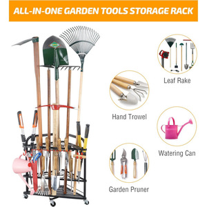 <b>Garden</b> tool organizer with wheels and <b>hooks</b>; tool storage rack suitable for <b>garden</b> tool sheds and garages. - Product Image 4