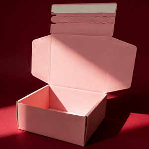 Boîte en carton ondulé cosmétique colorée en gros avec fermeture éclair, boîtes d'expédition personnalisées à bande déchirable pour l'envoi de cadeaux professionnels - Product Image 1