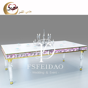 Tiệc Hall đồ nội thất hình chữ nhật <span class=keywords><strong>LED</strong></span> ánh sáng Acrylic tổ chức sự kiện bàn ăn - Product Image 2