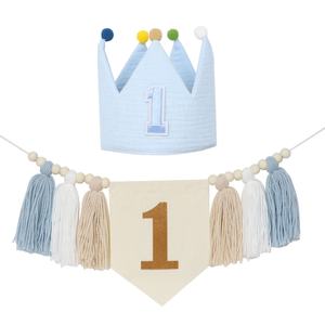 Décoration pour 1er anniversaire sur le thème des animaux <span class=keywords><strong>de</strong></span> la jungle Ensemble <span class=keywords><strong>de</strong></span> bannières pour chaise haute Bannière Lion Chapeau d'anniversaire Décoration <span class=keywords><strong>de</strong></span> gâteau pour bébés garçons - Product Image 6