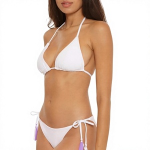 Conjunto de bikini morado liso para mujer, sujetador triangular sin aros, tirantes ajustables, braguita de talle bajo, ropa de baño - Product Image 6