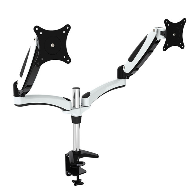 Aluminum Alloy Gas Spring Dual Arm 10"-27" Computer Monitor Stand with 90 Degrees Tilt 360 Rotation Angle-free Tilt-in Stock