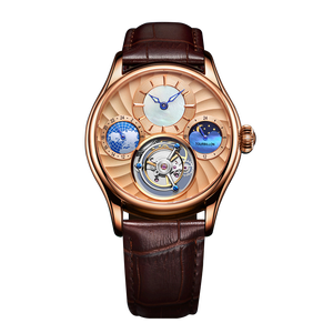 Montre mécanique de luxe pour hommes, squelette, tourbillon, bracelet en cuir véritable, verre saphir, design original - Product Image 1